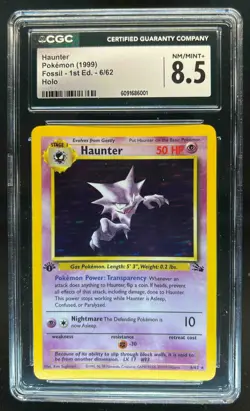 1999 Pokemon Fossil 1st Edition Haunter #6/62 CGC 8.5 - Image 1