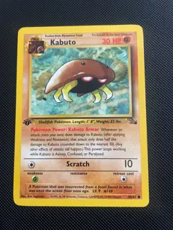 LP 1999 Pokemon 1st Edition Fossil - KABUTO KING - card no. 50/62 - Image 1