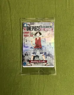One Piece Monkey D Luffy US Voyage Card, College Basketball St. John's SEALED - Image 1