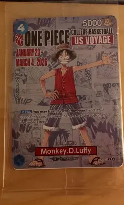 One Piece Monkey D Luffy US Voyage Card, College Basketball St. John's SEALED - Image 1