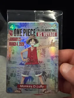 One Piece Monkey D Luffy US Voyage Card, College Basketball St. John's SEALED - Image 1