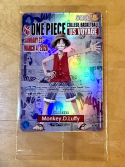 One Piece Monkey D Luffy US Voyage Card, College Basketball St. John's SEALED - Image 1