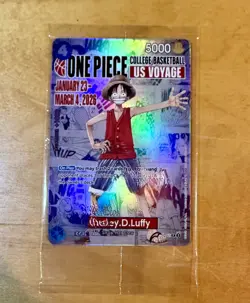 One Piece Monkey D Luffy US Voyage Card, College Basketball St. John's SEALED - Image 2