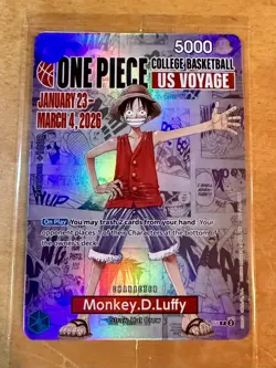 One Piece Monkey D Luffy US Voyage Card, College Basketball St. John's SEALED - Image 1