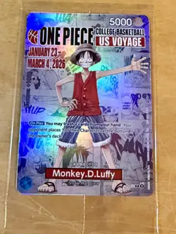 One Piece Monkey D Luffy US Voyage Card, College Basketball St. John's SEALED - Image 3