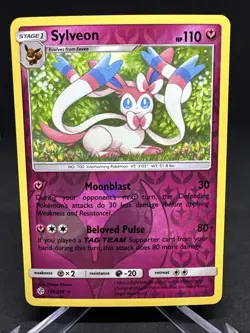 Pokemon TCG Sylveon Sun & Moon Cosmic Eclipse 155/236 Reverse Holo Rare Card - Image 2