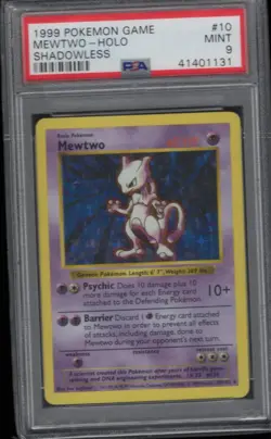1999 POKEMON BASE SET SHADOWLESS #10 MEWTWO-HOLO PSA 9 - Image 2