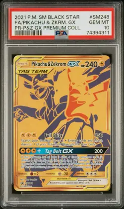 PIKACHU & ZEKROM GX SM248 POKEMON SUN & MOON BLACK STAR PROMO PSA 10 GEM MT - Image 1