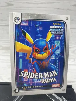Pikachu as Spider-Man 2099 Lazer Holo Marvel Hero & Villain Non-Pokemon Fan Art - Image 2