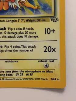 Pokemon Jolteon TCG Jungle 4/64 Holo Unlimited Rare Lightly Played - Image 4