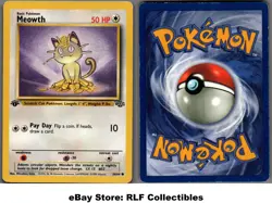 1999 Pokemon, Jungle, #56/64 Meowth, 1st Edition, Common (b) - Image 1