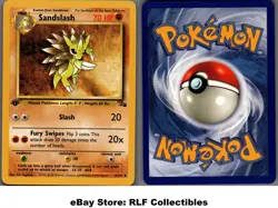 1999 Pokemon, Fossil, #41/62 Sandslash, 1st Edition, Uncommon - Image 1