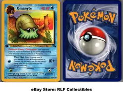 1999 Pokemon, Fossil, #52/62 Omanyte, 1st Edition, Common - Image 1