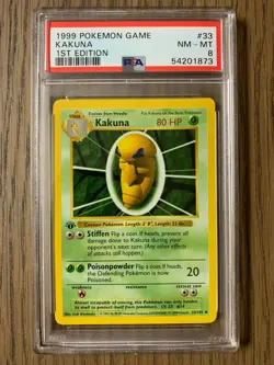 PSA 8 - Pokemon KAKUNA - 1st EDITION Shadowless Base Set - 33/102 - Uncommon - Image 1