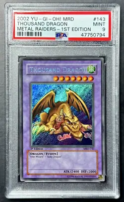 2002 Yugioh Metal Raiders THOUSAND DRAGON MRD-143 1st Edition Secret Rare PSA 9 - Image 1