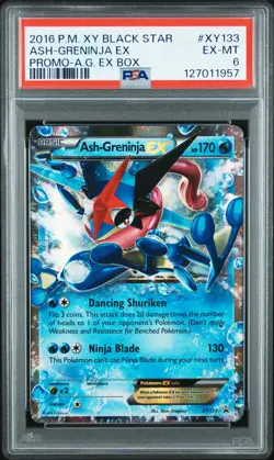 2016 POKEMON XY BLACK STAR PROMO ASH-GRENINJA EX BOX ASH-GRENINJA EX PSA 6 - Image 1