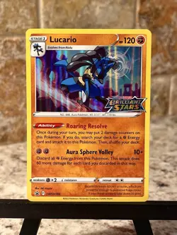 Pokemon TCG ~ Brilliant Stars Stamped Lucario Black Star Promo Holo SWSH186 NIM - Image 1