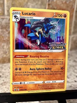 Pokemon TCG ~ Brilliant Stars Stamped Lucario Black Star Promo Holo SWSH186 NIM - Image 2