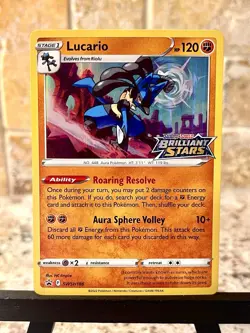 Pokemon TCG ~ Brilliant Stars Stamped Lucario Black Star Promo Holo SWSH186 NIM - Image 5