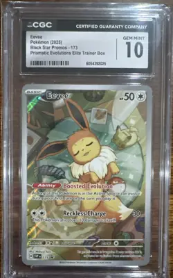 CGC 10 EEVEE 173 PRISMATIC ETB BLACK STAR PROMO POKEMON GEM MINT - Image 1