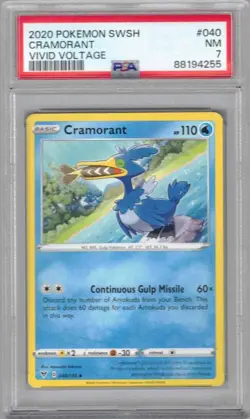 2020 Pokemon SWSH Vivid Voltage, #040, Cramorant, PSA 7, NM, Uncommon - Image 1