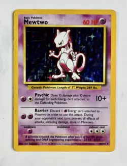 Mewtwo 1999 Pokemon Game Base Set Unlimited Holo #10/102 * Heavy Play - Image 1