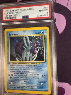 DOUBLE HOLO ERROR Pokemon Suicune Neo Revelation 1st Edition Holo Rare #14 PSA 8 - Image 5