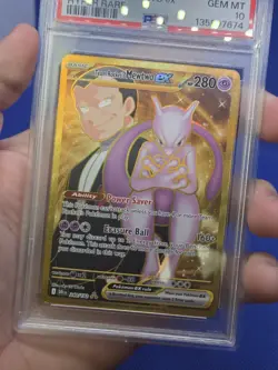Pokemon Destined Rivals Team Rocket’s Mewtwo ex 240/182 Gold Hyper Rare PSA 10 - Image 2