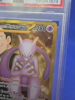 Pokemon Destined Rivals Team Rocket’s Mewtwo ex 240/182 Gold Hyper Rare PSA 10 - Image 4