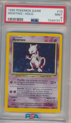 1999 Pokemon Game Mewtwo Holo #10 PSA 9 - Image 1