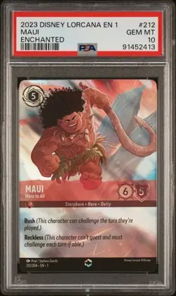 Disney Lorcana 💫 Maui Hero to All First Chapter #212 Enchanted PSA 10 - Image 1