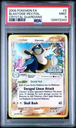2006 Pokemon Crystal Guardians Blastoise Delta Species Reverse Holo #2/100 PSA 9 - Image 1