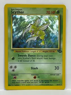 Scyther - 10/64 - Pokemon Jungle Unlimited Holo Rare Card WOTC NM - Image 1