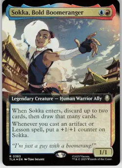 MTG Sokka, Bold Boomeranger Extended Art Foil NM Avatar Last Airbender Magic 383 - Image 1