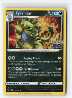TYRANITAR 043/078 POKEMON GO HOLO RARE POKEMON TCG LP - Image 1