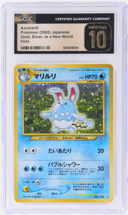 2000 Pokemon Neo Gold Silver To A New World Japanese Azumarill Holo #184 CGC BL - Image 1