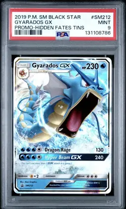 2019 POKEMON SM BLACK STAR PROMO HIDDEN FATES TINS #SM212 GYARADOS GX PSA 9 - Image 1