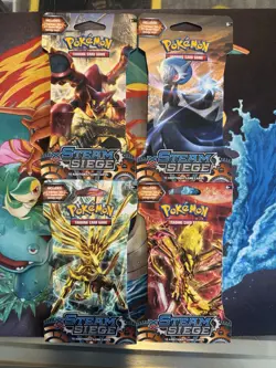 Pokemon TCG: XY Steam Siege Sleeved Booster Art Set Factory Sealed - 4 Packs - Image 1