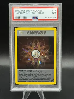 Pokemon Rainbow Energy 17/82 Team Rocket 2000 Holo – PSA 7 – Vintage WOTC TCG - Image 1