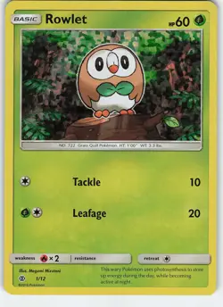 Rowlet - 1/12 001/012 McDonald's Promos 2017 Promo Holo MP Pokemon - Image 1