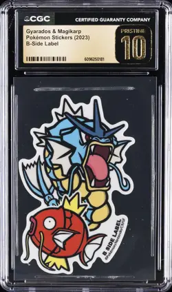 2023 POKEMON STICKERS B-SIDE LABEL GYARADOS & MAGIKARP CGC 10 PERFECT - Image 1