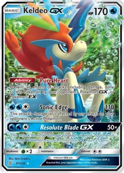 Keldeo GX - 47/236 - Pokemon Unified Minds Sun & Moon Ultra Rare Card NM - Image 1