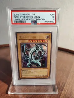 2002 Yu-Gi-Oh Blue-Eyes White Dragon LOB-001 Unlimited - PSA 5 EX - Image 1
