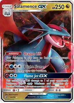 Salamence GX - 44/70 - Pokemon Dragon Majesty Sun & Moon Ultra Rare Card NM - Image 1