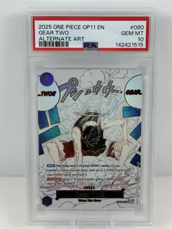 2025 One Piece Gear Two #080 Alternate Art Op11-A Fist Of Divine Speed PSA 10 - Image 1