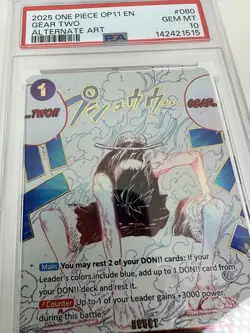 2025 One Piece Gear Two #080 Alternate Art Op11-A Fist Of Divine Speed PSA 10 - Image 4