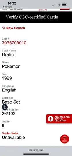 CGC 9 Dratini 1999 Base Set 1st Edition 26/102 Pokemon Card psa - Image 3