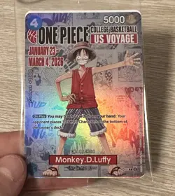 Monkey.D.Luffy College Basketball US Voyage P-055 One Piece Promo Card- SEALED - Image 1