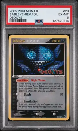 SABLEYE REVERSE HOLO FOIL STAMPED 2005 POKEMON EX DEOXYS #23 PSA 6 CLEAN! - Image 1