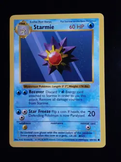 Pokemon Starmie Shadowless Base Set 64/102 Vintage 1999 WOTC - Image 1